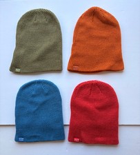 4 Burton of Austria Knit Beanie Hats Solid Color Red Orange Blue Green Snowboard