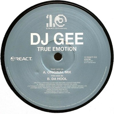 DJ Gee - True Emotion - Used Vinyl Record 12 - 56 - Promo - D5628z