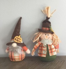 Perfect Harvest Weighted Gnome  Scarecrow Decoration Happy Thanksgiving 12  x7  