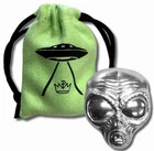 2 oz .999 Fine Silver Alien Head - Monarch 3D Art Bar with Custom Storage Bag
