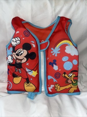Disney Junior Mickey Fabric Swim Vest Size S/M 40lb Max 1 Years & Up ~E
