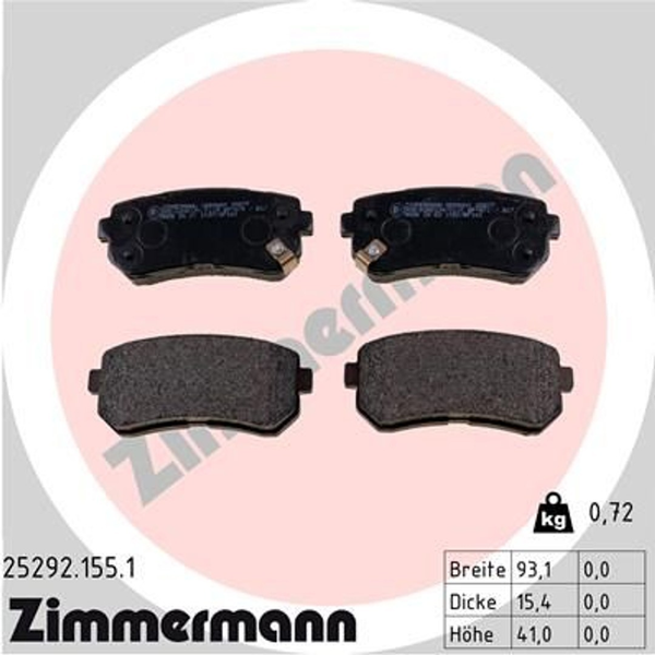 Zimmermann BremsbelÄGe Hyundai Ix35 Tucson TL TLE TLE KIA Sportage QL QLE SL-image
