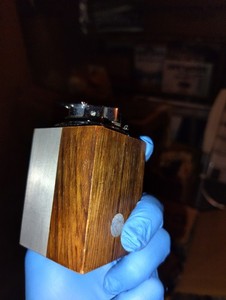 Vintage "Varaflame Eric" Fashioned By Ronson Table Lighter -Wood & Aluminum Base