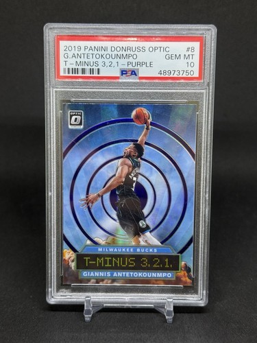 2019-20 Donruss Optic Giannis Antetokounmpo T-Minus #8 Purple Prizm PSA 10 🔥