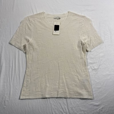 Z Supply Floral Knit Short Sleeve Top Ivory Women s Large