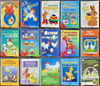 Bastelbücher, Bastelhefte Ostern, Frühling - Auswahl Fensterbilder, Tonkarton...