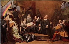 Embarkation Of The Pilgrims Painting In Capitol Washington DC Unposted Postcard
