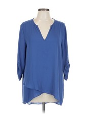 Karen Kane Women Blue 3/4 Sleeve Blouse L