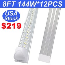 12 Pack Led Shop Light 8' 144W 6500K V Shaped T8 8Ft Led Ceiling Garage Lights