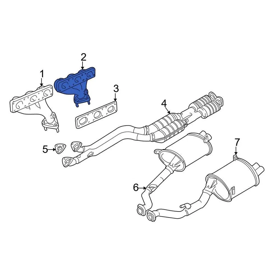 For BMW Z3 1998-2000 BMW 11621744250 Left Exhaust Manifold Foto 3 de 4