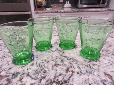 4 La Rochere Symbolic Papillon 4'' Mint Green Glass Tumblers - France NEW Tags