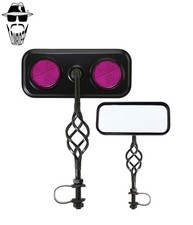 2x ORIGINAL LOWRIDER Rectangle Bike Mirror Bird Cage Twisted Purple Reflectors.