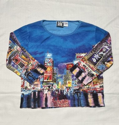 Take Two Vintage 90s Cityscape New York Times Square Beaded Graphic Size Large