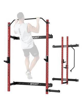 Folding Squat Rack Wall Mounted for Home Gym 1000 Pounds Capacity, 2.36'' x 2.36''
