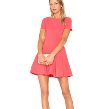 Halston Heritage Fit Flare Dress Poppy Pink Sleeveless Chic Size 4