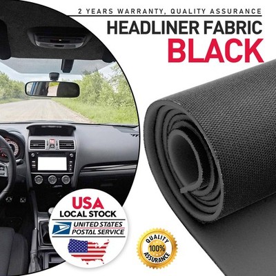 Black Flat Knit Headliner Fabric with Foam Backing Roof Liner Repair Material