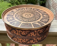 Guildcraft Zodiac Tin 10” Round Made in USA – Vintage Clean 3 Feet On Bottom LEO
