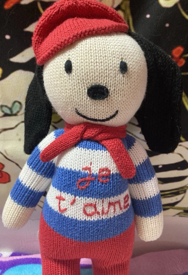 Estella NYC Perro "Je T'aime" Algodón Orgánico Beige Peluche Hecho a Mano Tejido-Perú Foto 2 de 4
