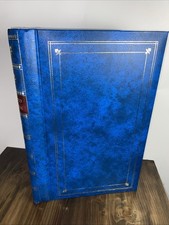 Vintage Leather Photo Album 300 Magnetic Pages Royal Navy Blue w Gold Trim Japan