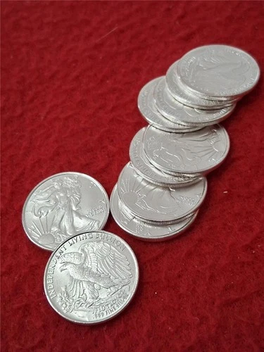 Bag of x10 WALKING LIBERTY 1/10th TROY OZ .999 FINE SILVER RNDS 1oz TOTAL #M1620