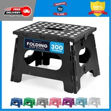 Handy Laundry 9 Inch Folding Step Stool Black Non-Slip Holds 300 lbs