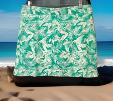 Croft  Barrow Effortless Stretch Skort Sz 12 Green Tropical Print Pull On Skirt