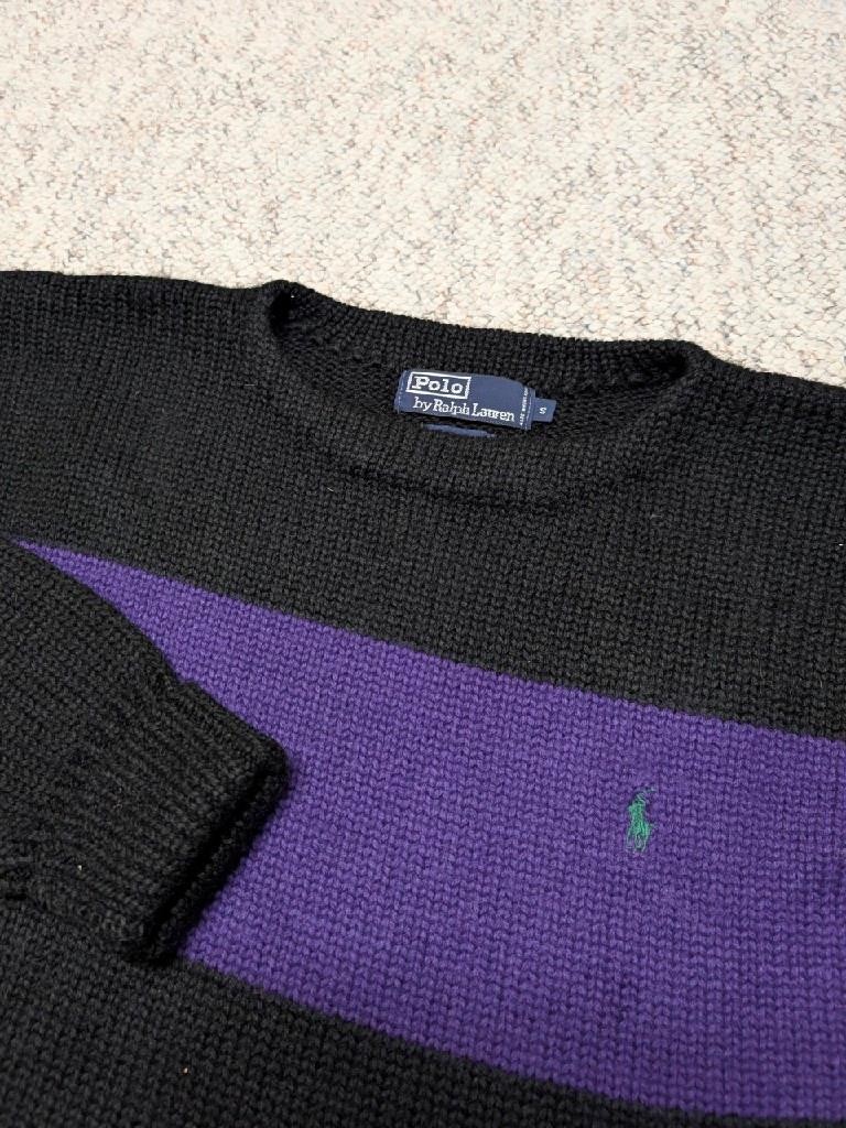 1990s vintage POLO by RALPH LAUREN wool sweater S black purple