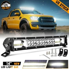 Dual Row straight 14inch LED Light Bar Work SPOT FLOOD Combo Driving Truck ATV