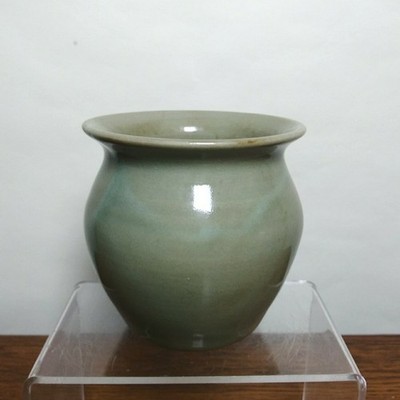 Bruning Pottery Pot Olive Green Glaze 3.5'' Small Planter Succulent 