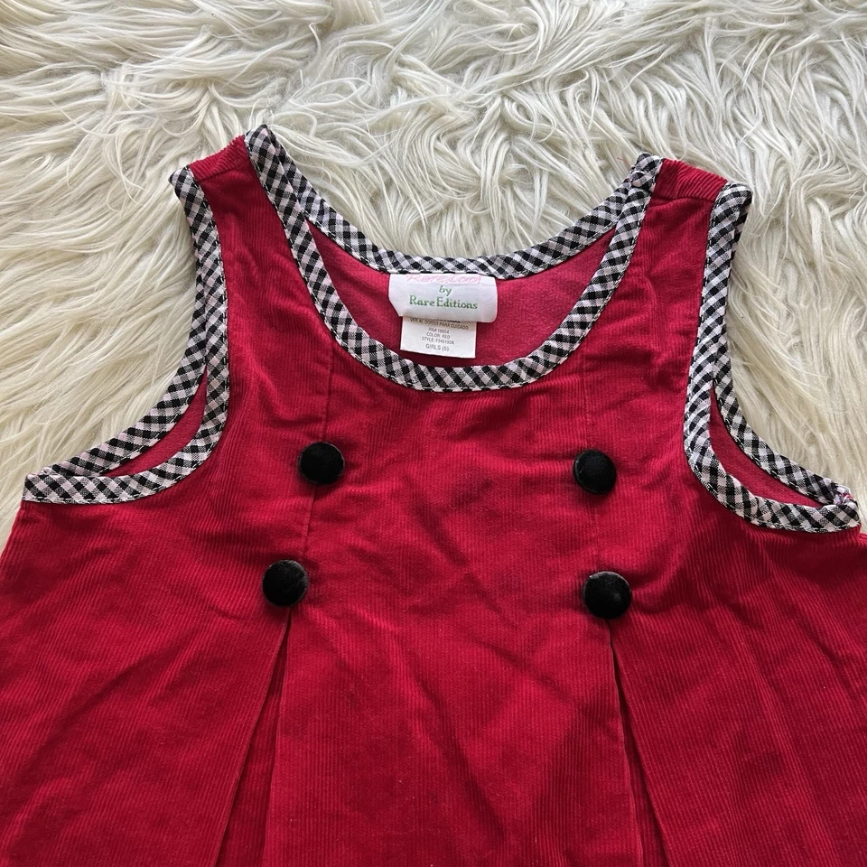 Винтажный редкий слишком редкие издания девочка праздник собаки красный вельвет джемпер платье размер 5 - Изображение 2 из 4