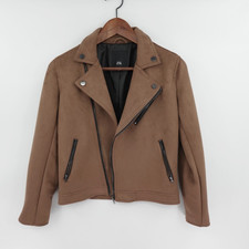 Girls Biker Jacket Medium 11 yrs Brown Vegan Suede Retro Cosplay Rockabilly