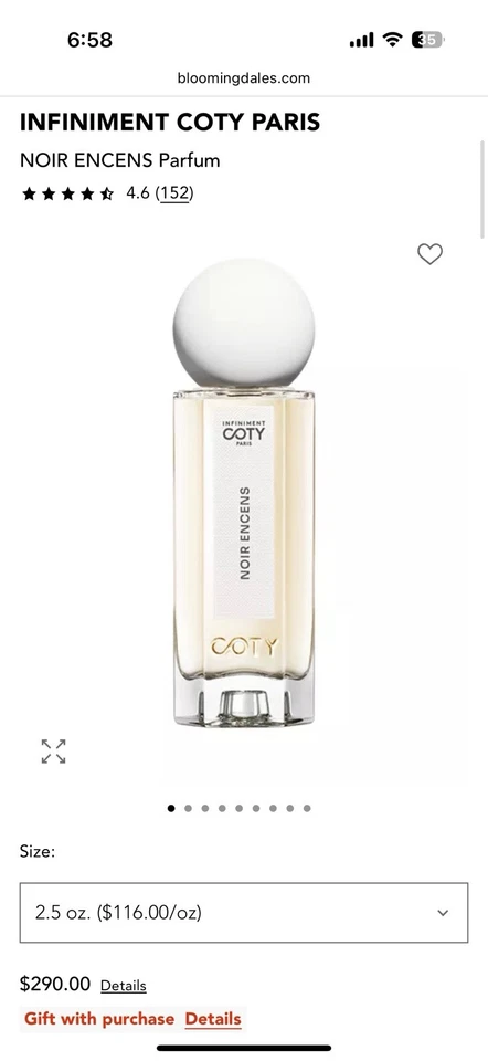 Coty Infiniment Paris Noir Encens 2,5 OZ Foto 3 de 4