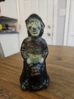 Fenton Glass Halloween Black Witch Wart's Toads Spiders w/ Green Eyes
