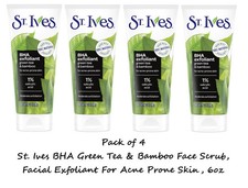 St. Ives BHA Green Tea  Bamboo Face Scrub, Facial Exfoliant 4 Pack 