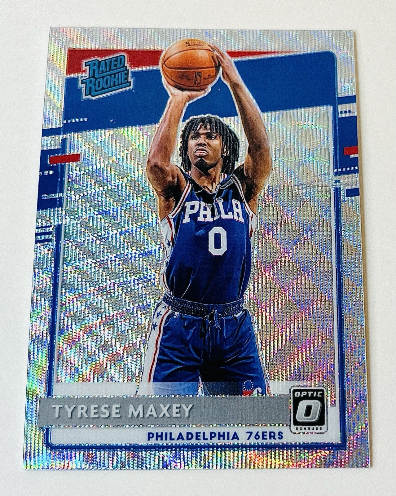 Tyrese Maxey 2020-21 Donruss Optic Rated Rookie #171 Silver Wave Prizm RC 76ers