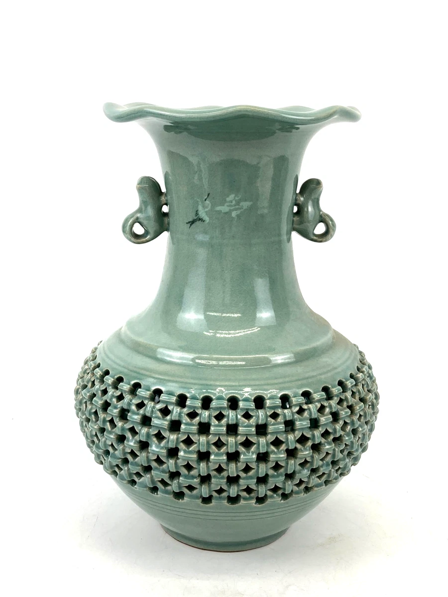 陶瓷蓝色老式原版古董日本花瓶| eBay