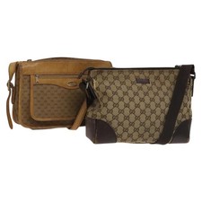 GUCCI GG Canvas Micro GG Supreme Shoulder Bag PVC 2 Set Beige Brown Auth BA4272