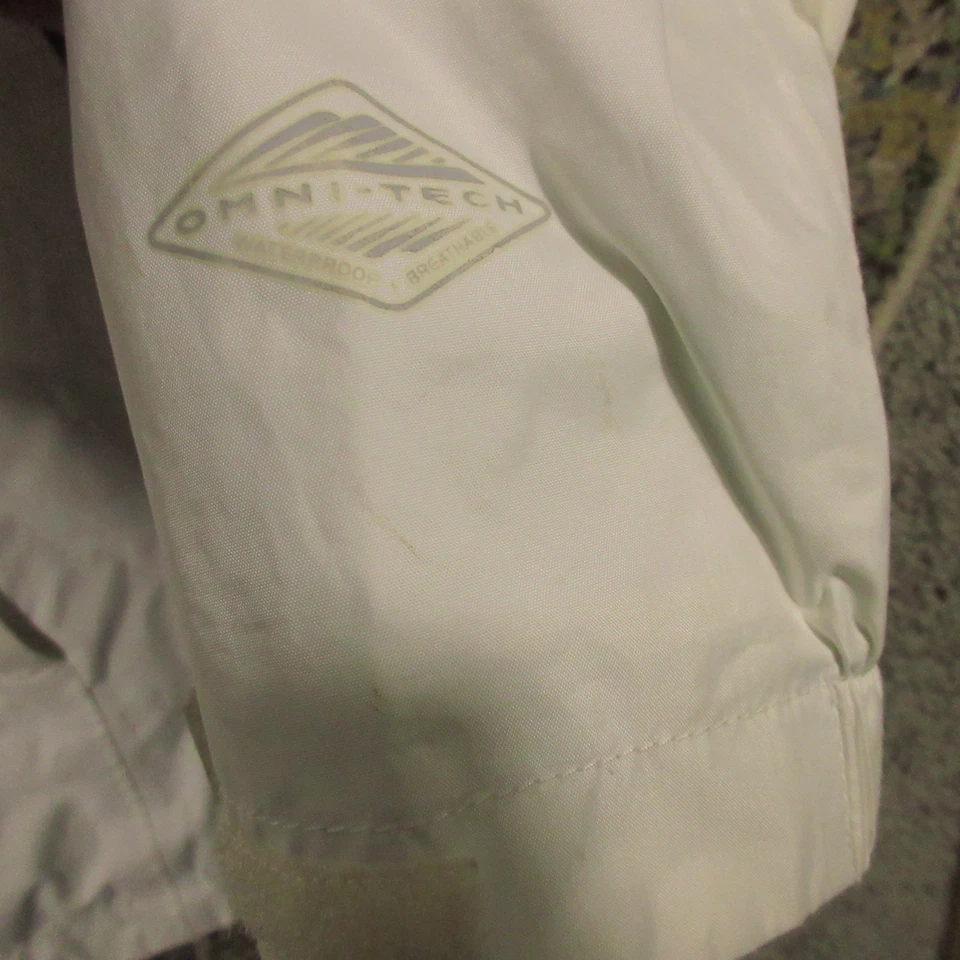 Chaqueta de Lluvia Columbia Omni Tech Para Mujer L Blanca Con Capucha Malla Forrada Costura Sellada Foto 4 de 4