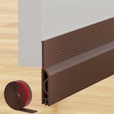 Under Door Draft Stopper, Self-Adhesive Sweep for Bottom 39Inch, Brown 