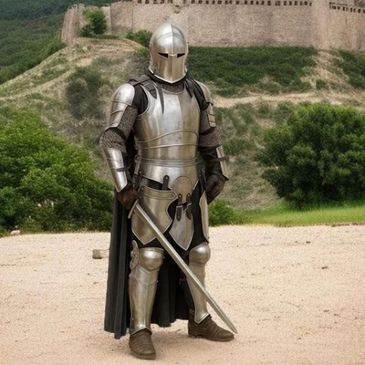 #ad 18GA Steel Medieval Full Body Armor Barbuta Set Knight Plate Suit LARP Cosplay $499.00