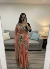 Designer Saree Ethnic Party Blouse Sari Wedding Bollywood Wear Indian Pakistani
