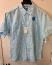 Izod Saltwater Shirt Men's Size XL Cool FX Aqua Blue Short Sleeve Button Up NWT
