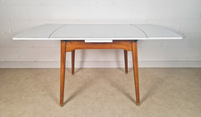 Vintage Mid Century 1960s Solid Beech & White Formica Extending Dining Table