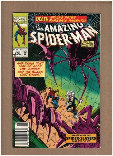 Amazing Spider-Man #372 NEWSSTAND Marvel 1993 SPIDER SLAYERS VG- 3.5