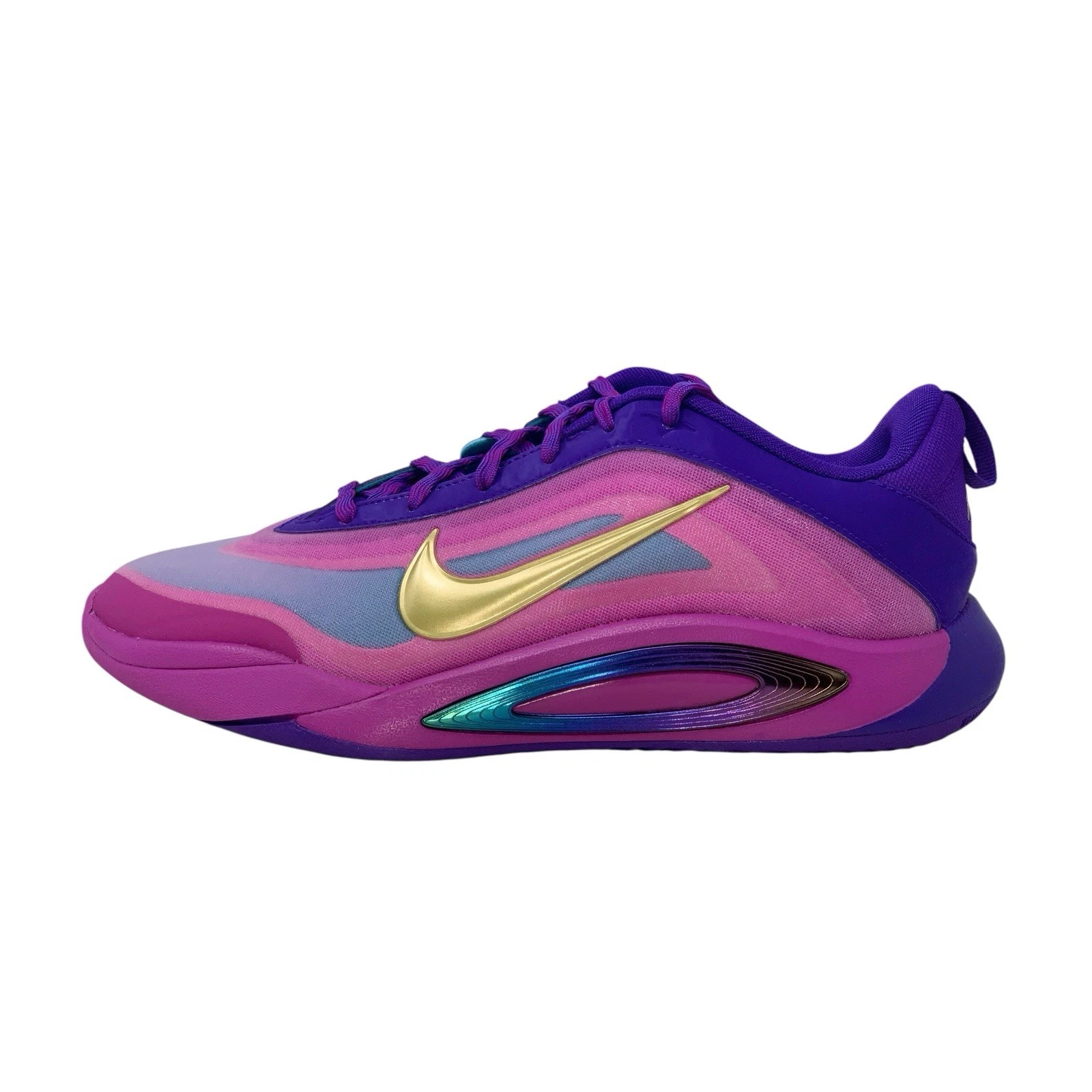Nike A'One A'ja Wilson Gold Purple Sneakers, Size 6Y / 7.5W BNIB HF7001-500