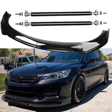 Front Bumper Lip Body Kit Spoiler Splitter Glossy Black For Honda Accord 9th