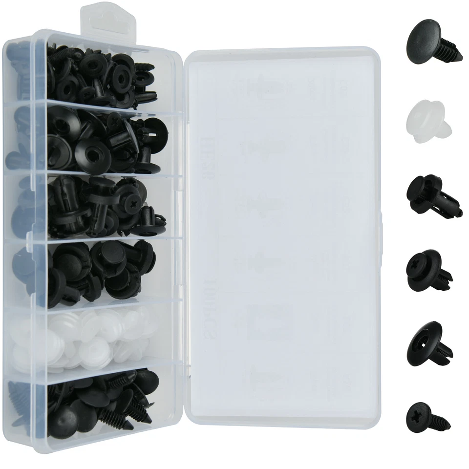 Universal 100 Pcs Rivet Push Clips Retainer Fender Liner Fastener for Car 6 Size Foto 2 de 4