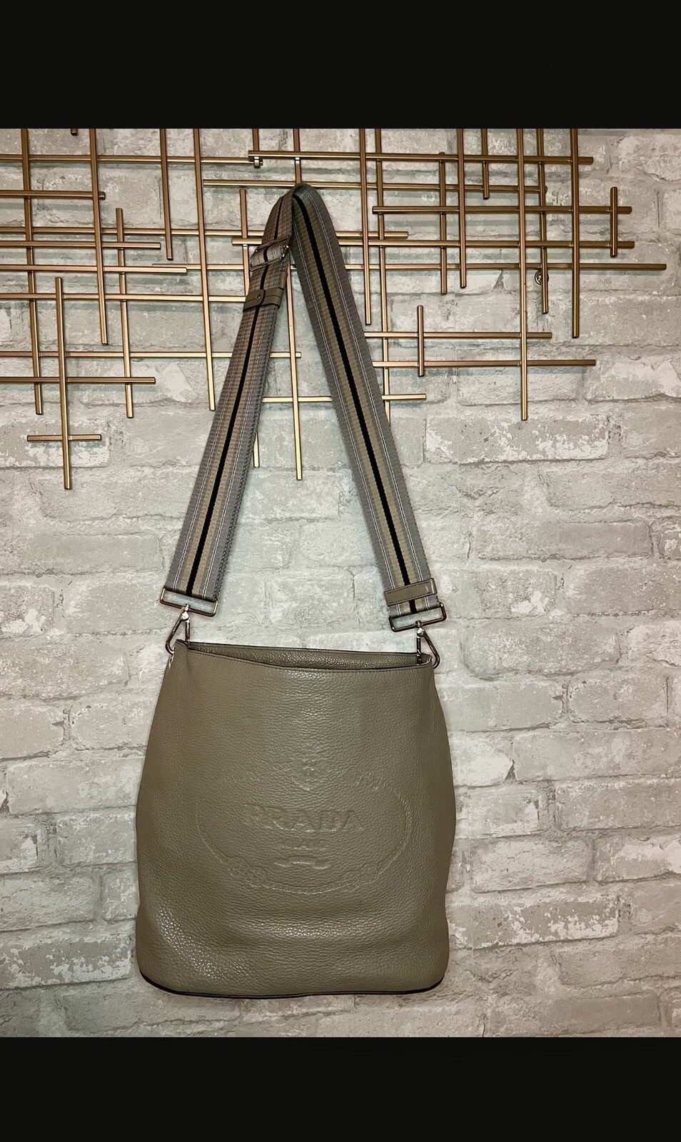 Prada Saffiano Leather Crossbody Bag with Gold-Tone Hardware-image