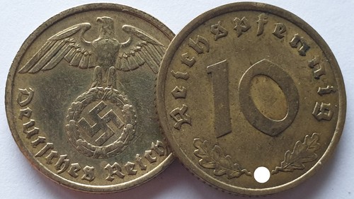Allemagne Nazie 10 Reichs Pfennig 1937-1945 KM#101 KM#92 KM#A104 Choisissez ! - Picture 9 of 61