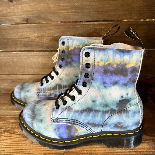 New Womens Dr. Martens Pascal Summer Multi Tie Dye Leather Ankle Boots Size 6 M - Picture 2 of 6